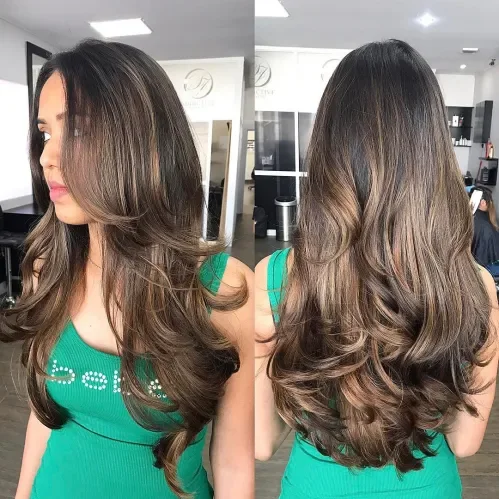 Wavy Brunette Hip-Length Layers