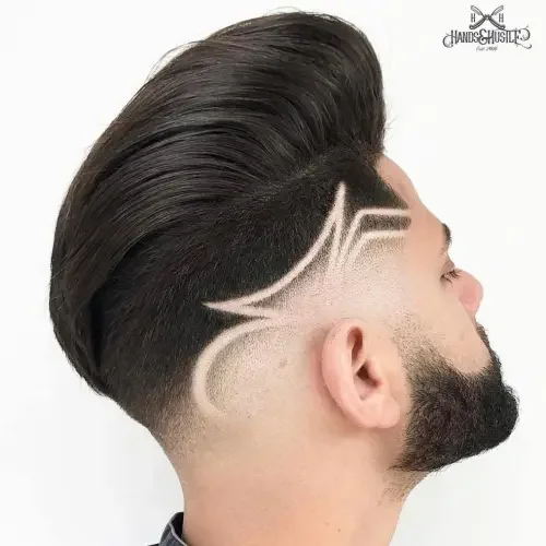 Pompadour With Carved Side Line