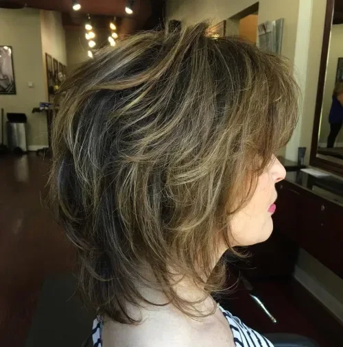 Olive Brown Textured Shag Waves