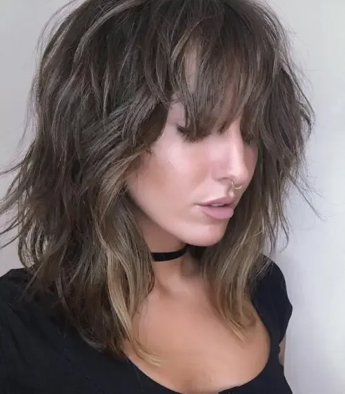 Dark Espresso Shag With Bangs
