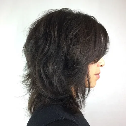 Black-Brown Textured Shag Crop