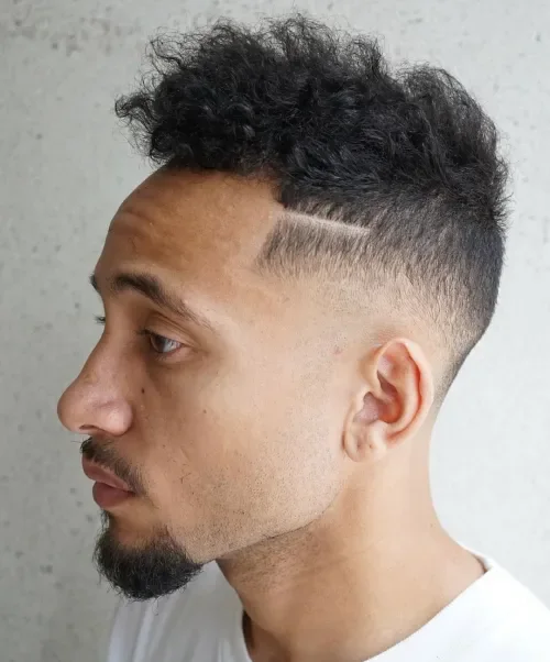 Curly Short Top With Taper Fade
