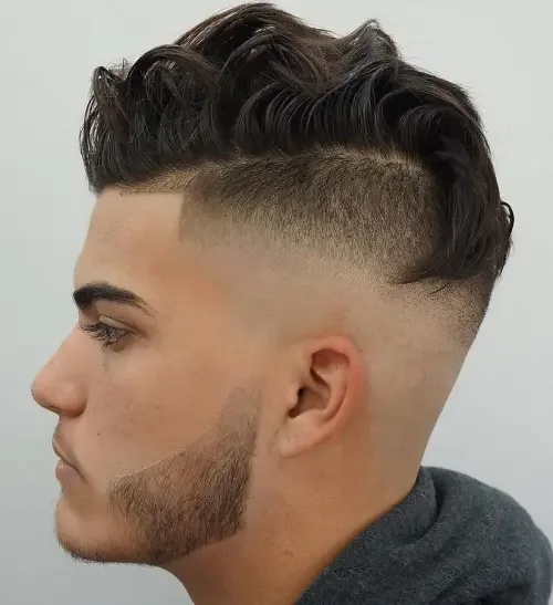 Wavy Side Quiff With Fade
