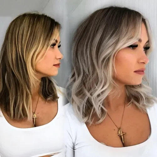 Layered Blonde Face-Framing Curls