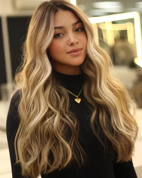 Long Blonde Soft Waves With Lift