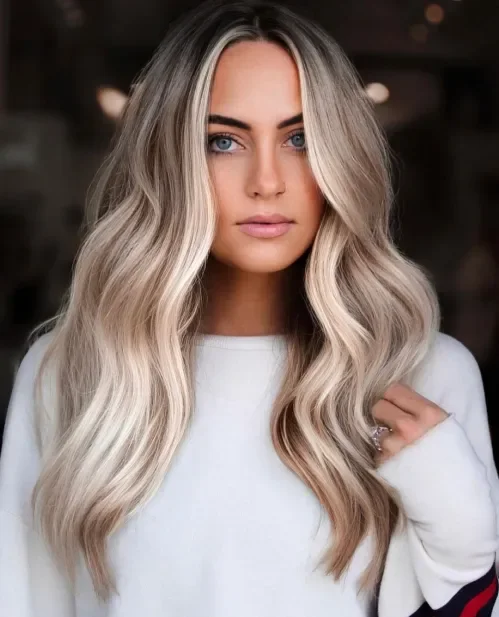 Icy Blonde Side-Swept Waves
