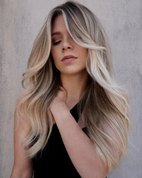 Long Silvery Blonde Shag Waves