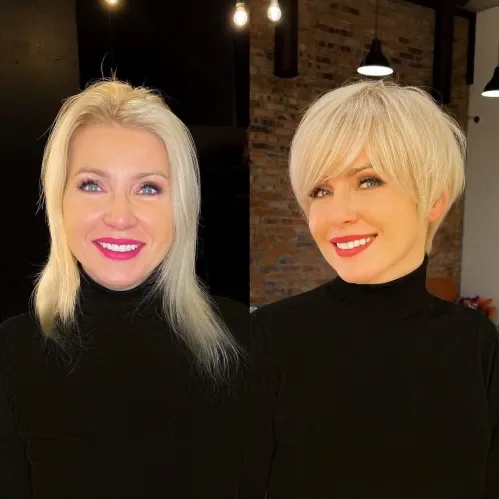 Low-Touch Blonde Pixie With Bangs