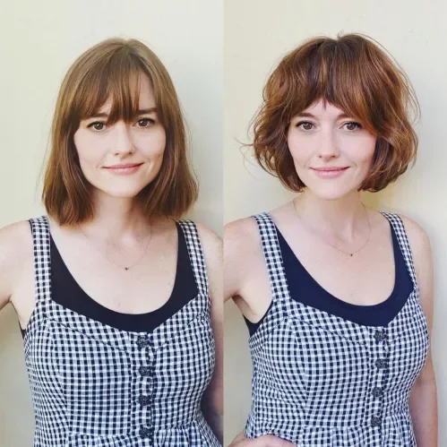 Layered Wavy Bob With Bangs