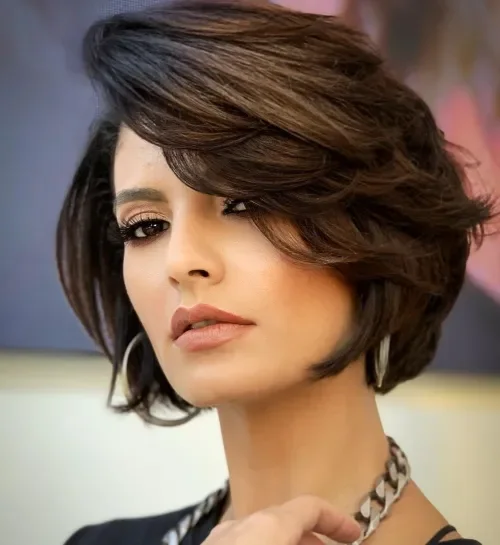 High-Volume Layered Bob With Bangs