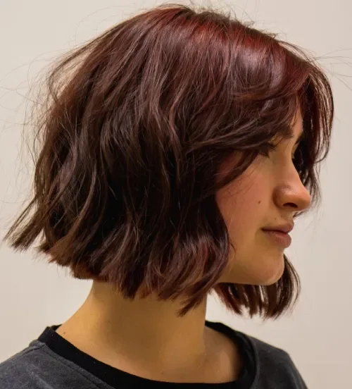 Rounded Bob With Curtain Fringe