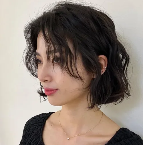 Bob With Long Curtain Length Bangs