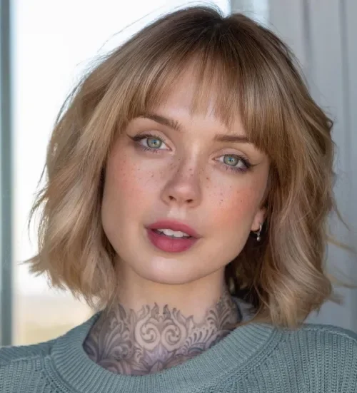 Soft Wavy Bob With Bangs
