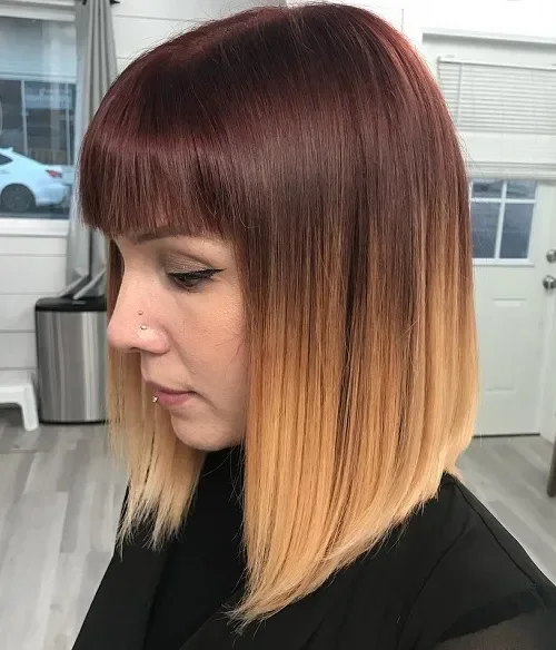 Straight Auburn With Blonde Fringe
