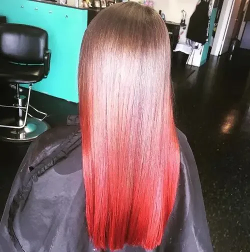 Even Red Fade On Straight Hair