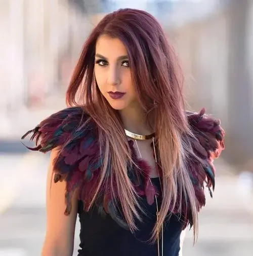 Light Burgundy Ombre With Fringe