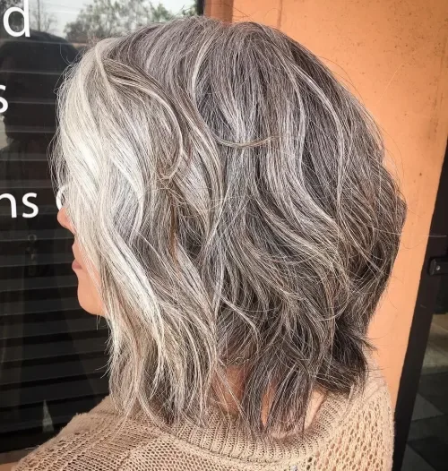 Shaggy Gray Lob With Volume
