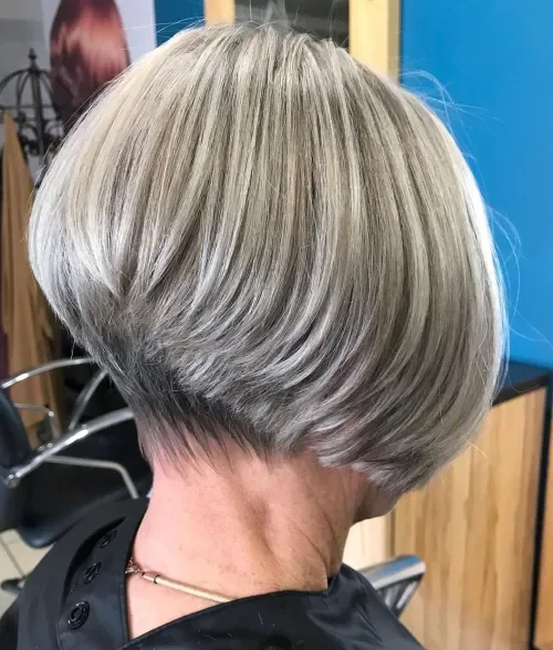 Stacked Gray Blonde Bob