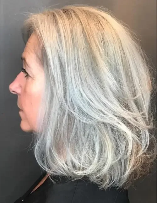 Layered Gray Lob With Soft Fringe