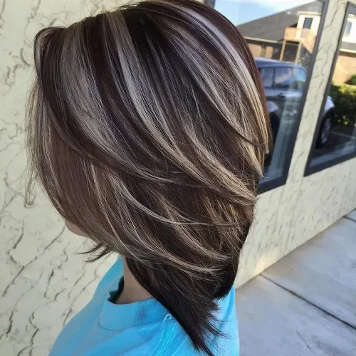 Chocolate Brown Shaggy Balayage Bob