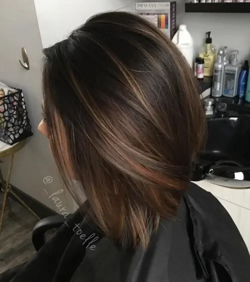Side-Part Brown Balayage With Shadow