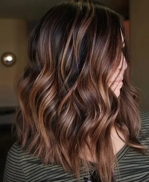 Dark Brown Copper Highlights With Waves