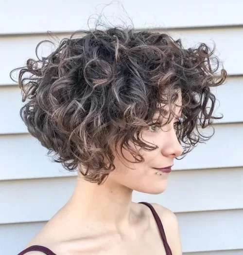 Side-Swept Curly Shag Crop