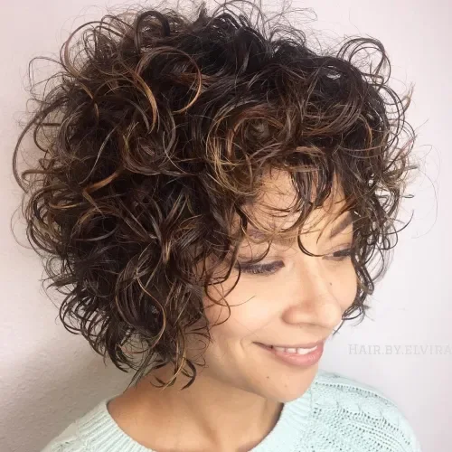 Bronze-Coated Curly Shag Pixie
