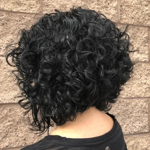Black Curly Micro Ringlets Bob