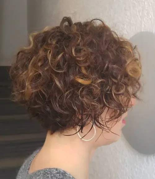 Copper Curly Side-Swept Bob