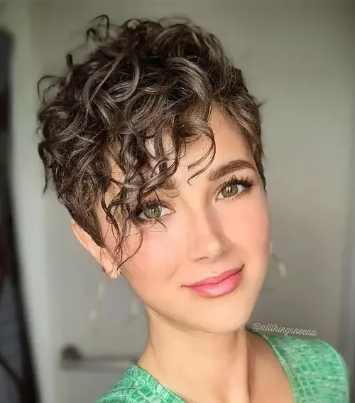 Raked Curly Pixie With Texture