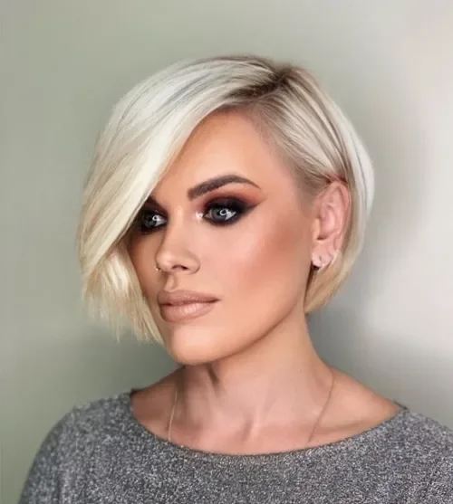 Side-Swept Pearl Blonde Bob