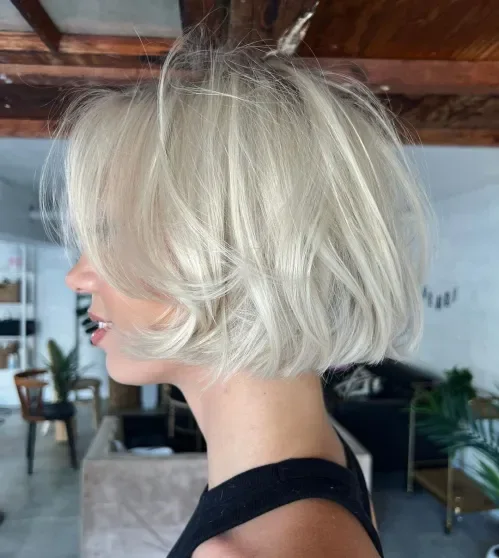 Tousled Icy Blonde Bob
