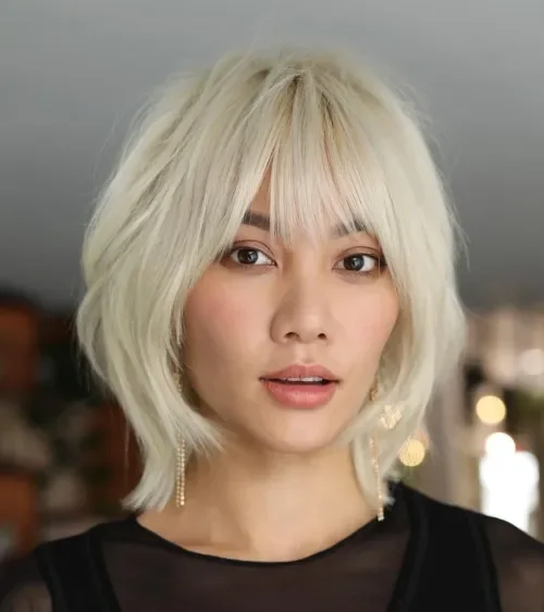 Icy Blonde Micro Bang Bob