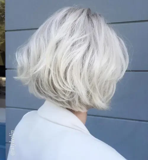 Soft Silver Wavy Bob