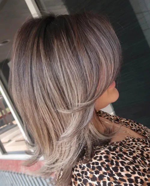Blended Ash Highlights On Brunette