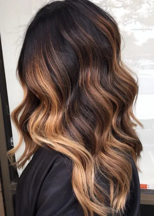 Dark To Caramel Wavy Lob