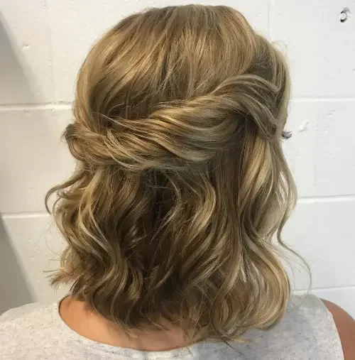 Honey Brown Curly Back Bun