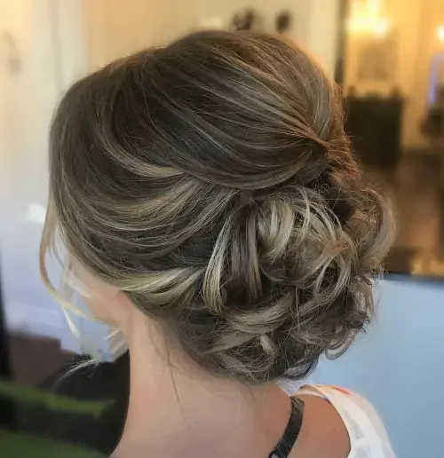 Soft Grey Brown Rolled Updo