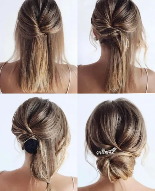 Sleek Half-Up Knot Bun