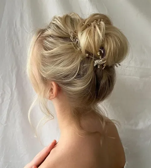 Twisted Half-Up Beaded Bun