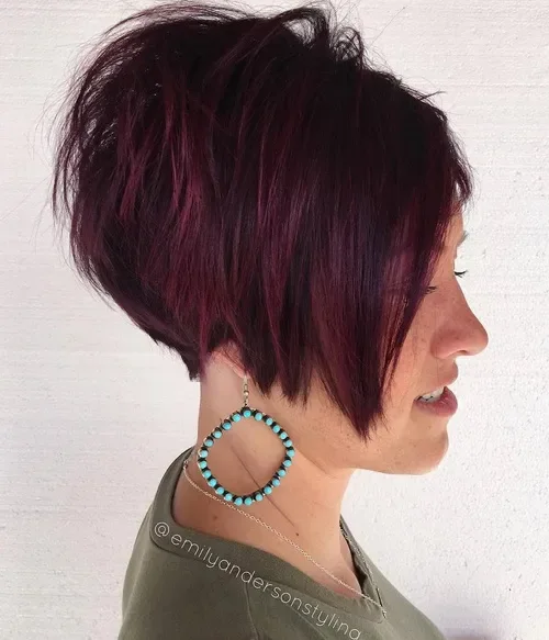 Dark Burgundy Pixie With Fringe