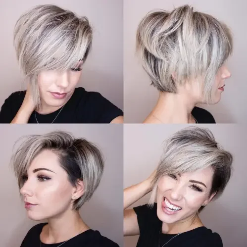 Soft Ash Blonde Pixie Shag
