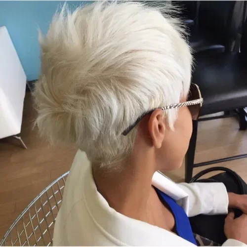 Spiky Platinum Pixie With Taper