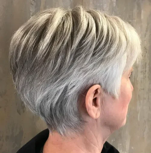 Layered Gray Pixie Crop