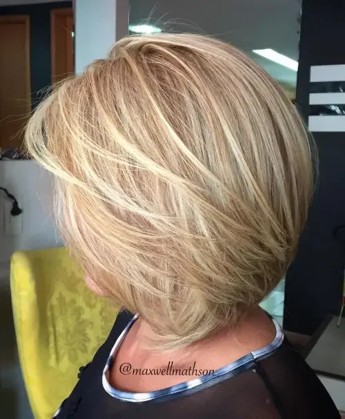 Rounded Layered Blonde Bob