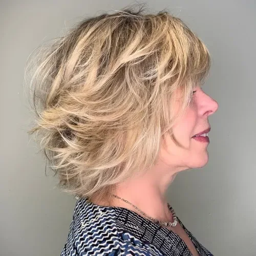 Chin-Length Feathered Bob With Bangs