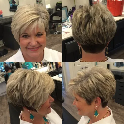 Tousled Blonde Layered Pixie