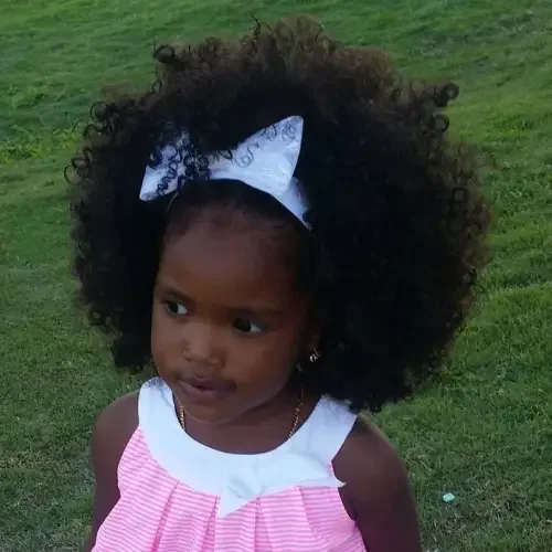 Fluffy Afro With White Bow
