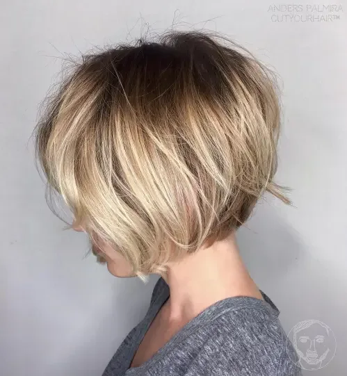Wavy, Tousled Bob With Clean Finish